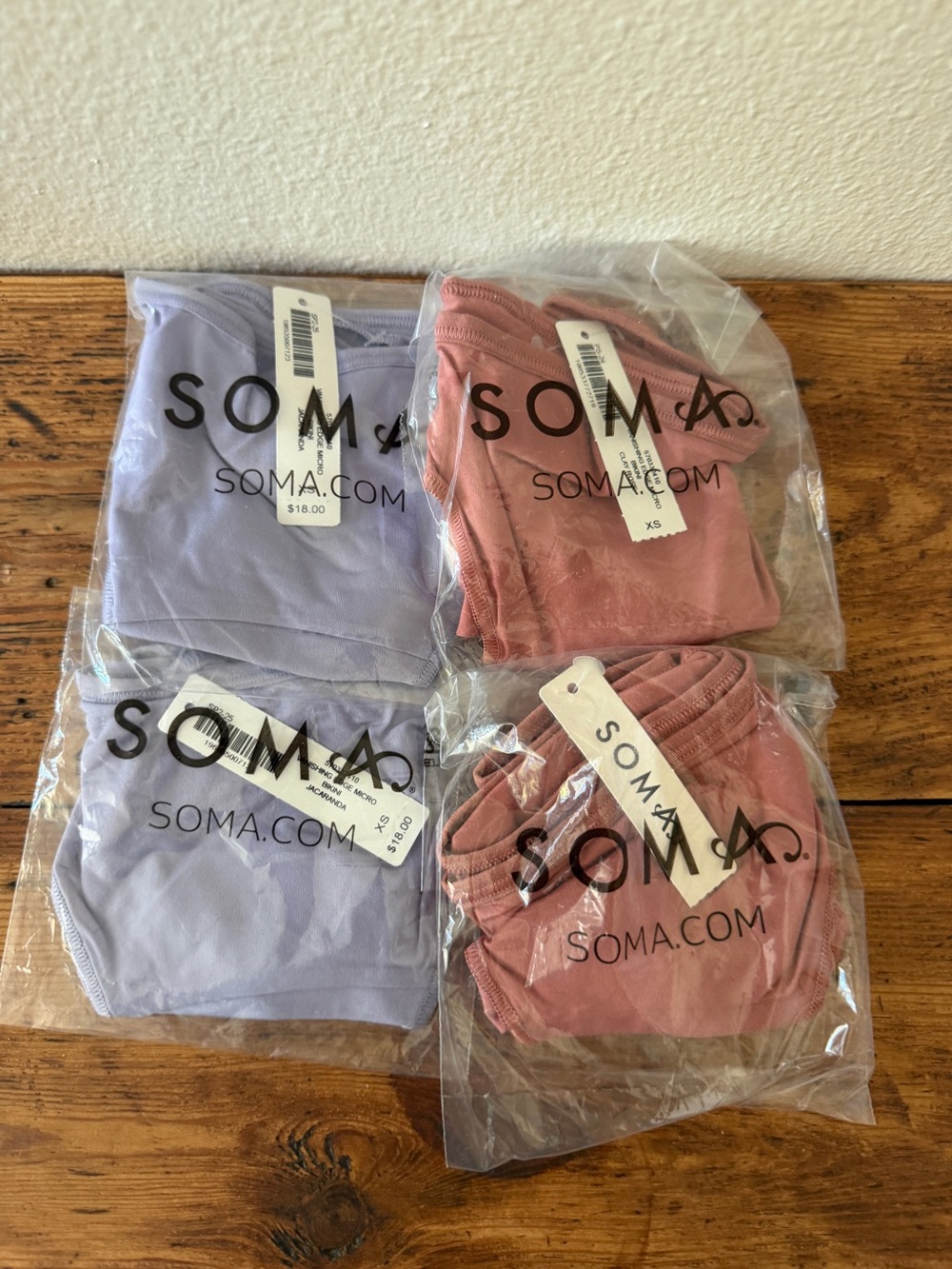 Lot of 4 NWT Soma Vanishing Edge Micro Bikini Underwear - Clay Rose & Jacaranda